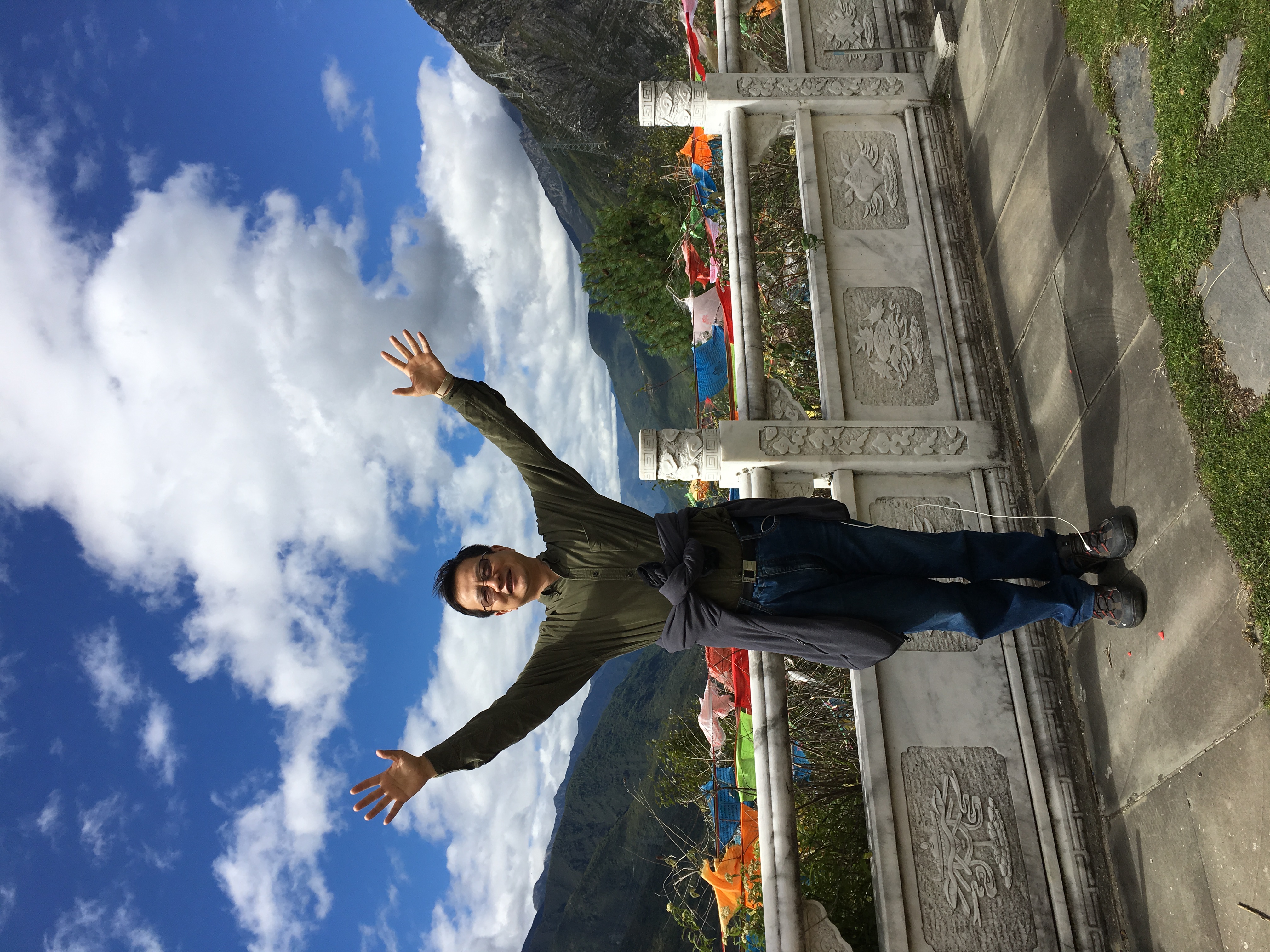 My father beneath a wide blue sky