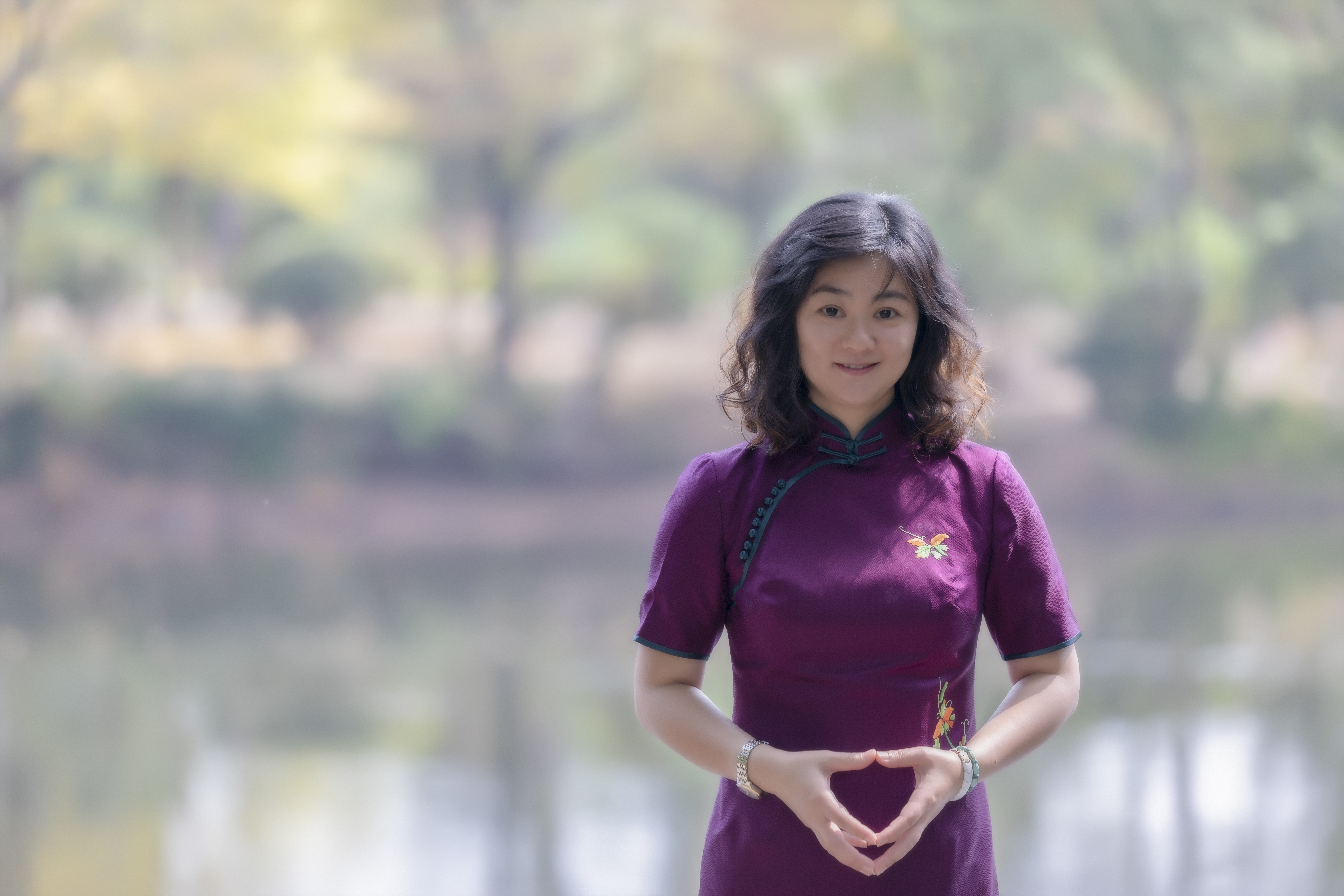 Portrait of my mother by a lake